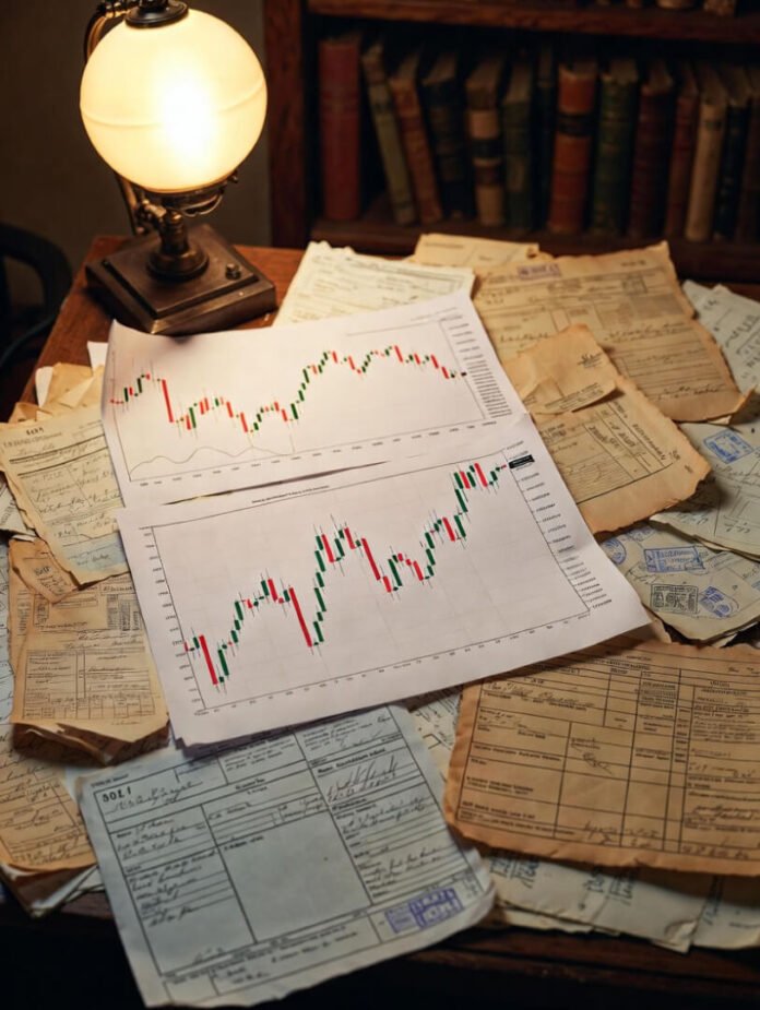 a massive vintage bank vault door cracking open to reveal glowing blockchain chains spilling out,