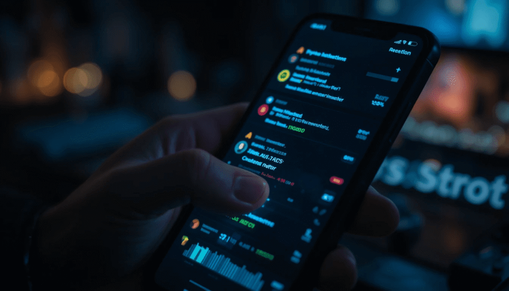 Over-the-shoulder shot of person checking crypto on phone with coffee